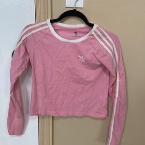 Long sleeve, cropped, pink adidas shirt